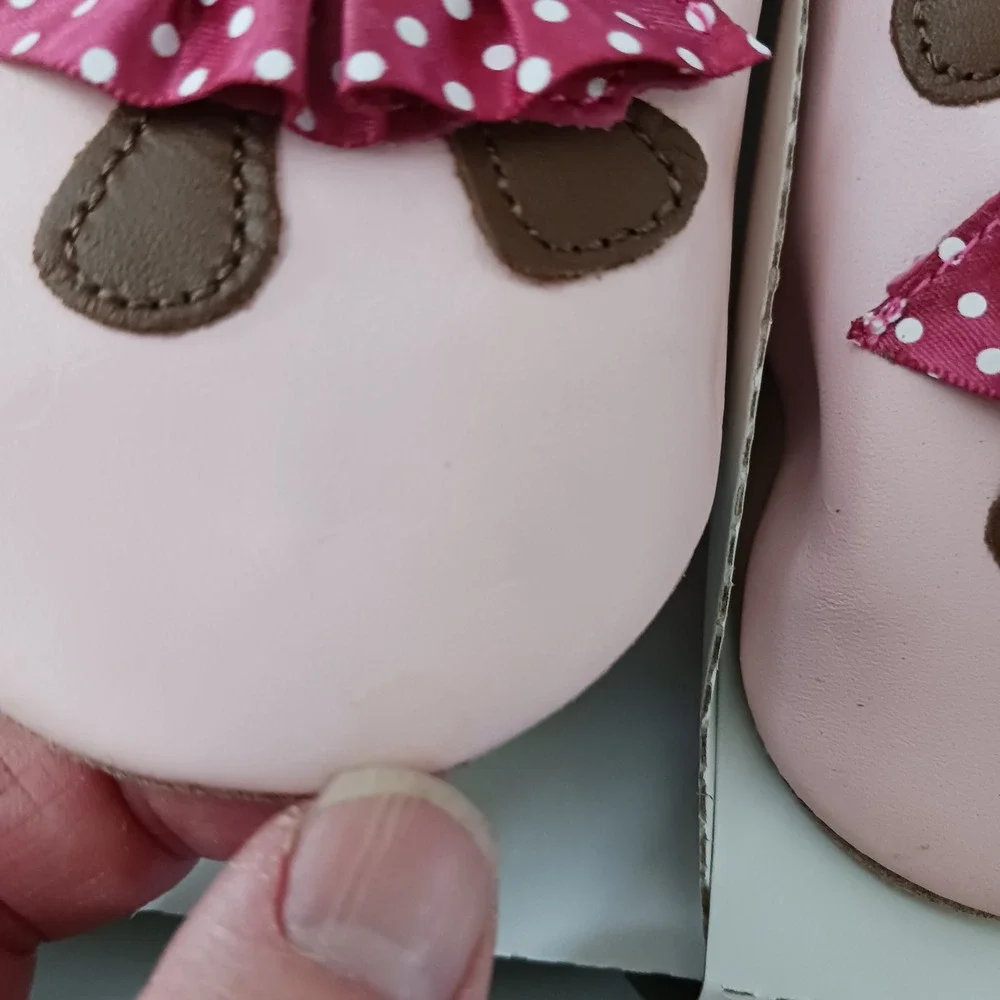 Robeez Stride Rite Beach Bear Pastel Pink Leather Soft Soles Shoes 3-4 Years